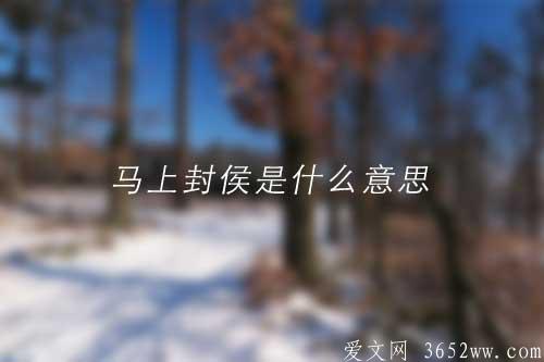 马上封侯是什么意思|马上封侯拼音怎么读